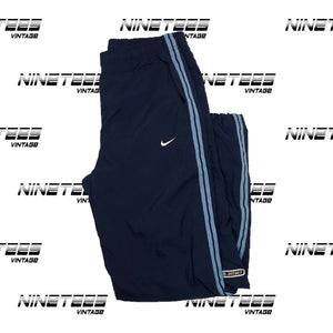 Vintage Nike Track Pants Mens Size L Blue White Strip Swoosh Large Nylon